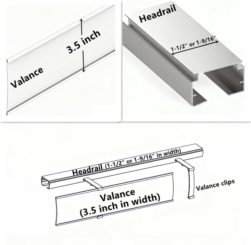 Cutelec 4pcs Valance Clips 3.5" Clear Vertical Blind Hidden Retainer Holder Installation Bracket with Built in Valance Outside Mount The headrail Size Measured 1.5"(38mm) in Top - Image 3